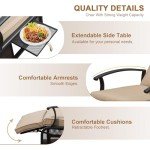 Beige Outdoor Reclining Chairs with Footrest & Table
