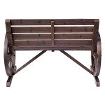 Rustic 41" Wooden Wagon Wheel Bench for Outdoors