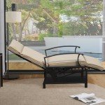 Beige Outdoor Reclining Chairs with Footrest & Table