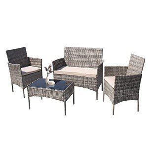 Furniwell 4-Piece Wicker Patio Furniture Set