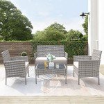 Furniwell 4-Piece Wicker Patio Furniture Set