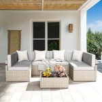 Pamapic 6-Person Outdoor Wicker Sectional Set