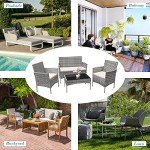 Furniwell 4-Piece Wicker Patio Furniture Set