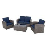 4-Piece All-Weather Wicker Patio Furniture Set