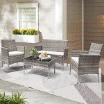 Furniwell 4-Piece Wicker Patio Furniture Set