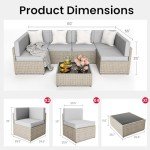 Pamapic 6-Person Outdoor Wicker Sectional Set