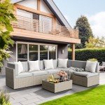 Pamapic 6-Person Outdoor Wicker Sectional Set