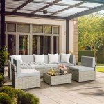 Pamapic 6-Person Outdoor Wicker Sectional Set