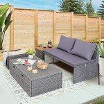Devoko Outdoor Day Bed with Side Tables - Gray