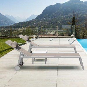Domi 3-Piece Adjustable Aluminum Lounge Set - Khaki
