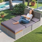 Devoko Outdoor Day Bed with Side Tables - Gray
