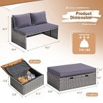 Devoko Outdoor Day Bed with Side Tables - Gray