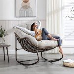 Oversized Wicker Rocking Chair with Thick Cushion