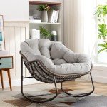 Oversized Wicker Rocking Chair with Thick Cushion