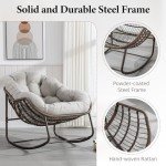 Oversized Wicker Rocking Chair with Thick Cushion