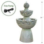 Outdoor Zen-Style 3-Tier Water Fountain with Pump