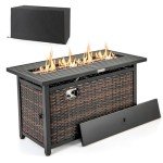 Tangkula 45” Rattan Outdoor Fire Pit Table