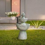 Outdoor Zen-Style 3-Tier Water Fountain with Pump