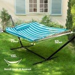Double Outdoor Hammock with Stand and Pillow