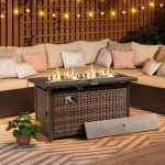 Tangkula 45” Rattan Outdoor Fire Pit Table