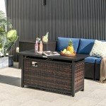Tangkula 45” Rattan Outdoor Fire Pit Table