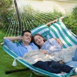 Double Outdoor Hammock with Stand and Pillow