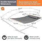 SUNCREAT Extra Large Portable Double Hammock - Light Gray