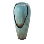 Alpine Outdoor Antique Jar Water Fountain with Lights
