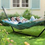 Double Outdoor Hammock with Stand and Pillow