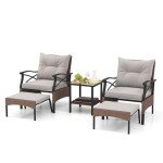 5-Piece Wicker Patio Furniture Set with Table