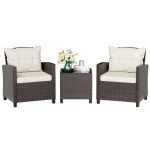 3-Piece Wicker Patio Furniture Set with Cushions