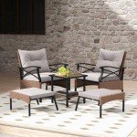 5-Piece Wicker Patio Furniture Set with Table