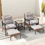 5-Piece Wicker Patio Furniture Set with Table