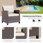 3-Piece Wicker Patio Furniture Set with Cushions
