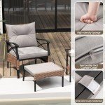 5-Piece Wicker Patio Furniture Set with Table