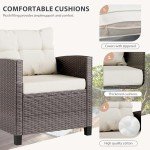 3-Piece Wicker Patio Furniture Set with Cushions