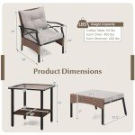 5-Piece Wicker Patio Furniture Set with Table