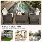 3-Piece Wicker Patio Furniture Set with Cushions