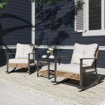 3-Piece Rocking Bistro Set with Thick Cushions