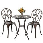 3-Piece Patio Bistro Set with Umbrella Hole