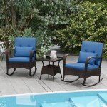 Tangkula 3-Piece Rattan Rocking Bistro Set