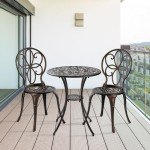 3-Piece Patio Bistro Set with Umbrella Hole