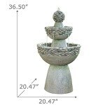 Outdoor Zen-Style 3-Tier Water Fountain with Pump