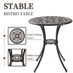 3-Piece Patio Bistro Set with Umbrella Hole