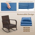 Tangkula 3-Piece Rattan Rocking Bistro Set