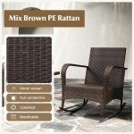 Tangkula 3-Piece Rattan Rocking Bistro Set
