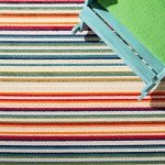 Ivory/Green Stripe Indoor/Outdoor Area Rug