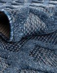 Navy Blue Trellis Textured Outdoor Area Rug 6' x 9