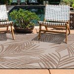 Distressed Leaves Outdoor Flat Weave Area Rug 5' x 7