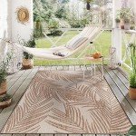 Distressed Leaves Outdoor Flat Weave Area Rug 5' x 7